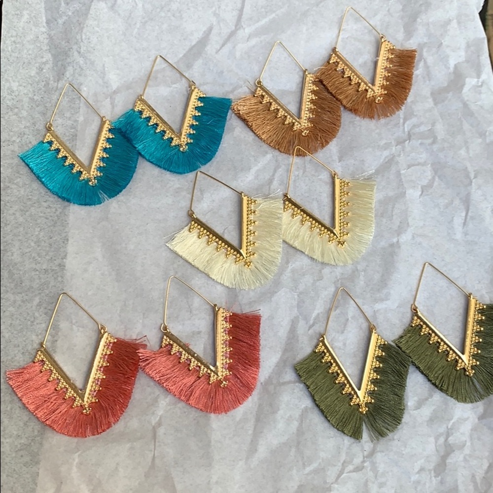 boho tassel dangle drop earrings.